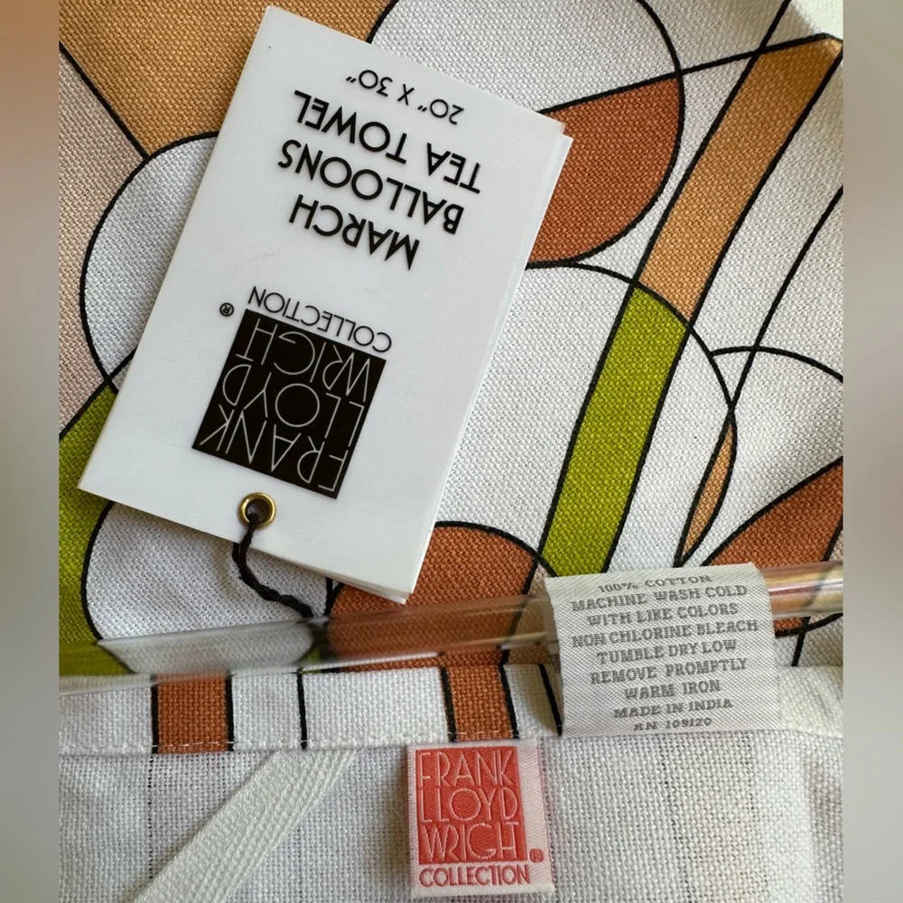 Frank Lloyd Wright Orange March Balloons Tea Towel Prairie Art Deco ~ 20” x 30”